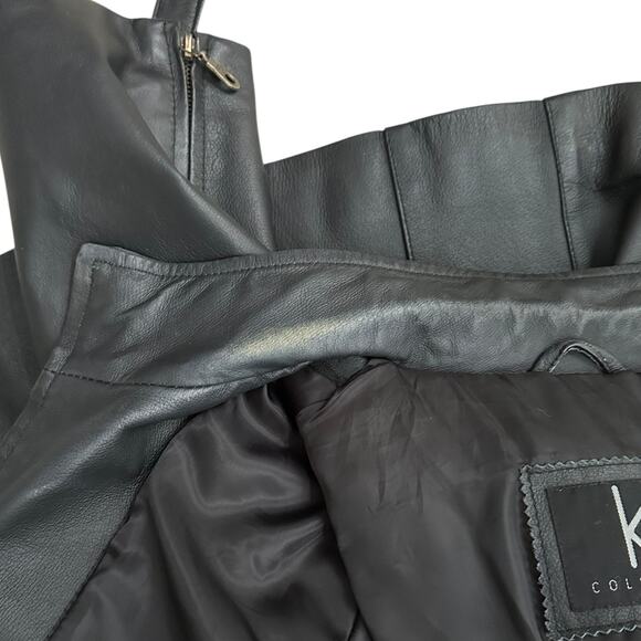 Vintage KC Collections Black Leather Jacket Women XL Belted Zip Front Moto - Picture 13 of 13